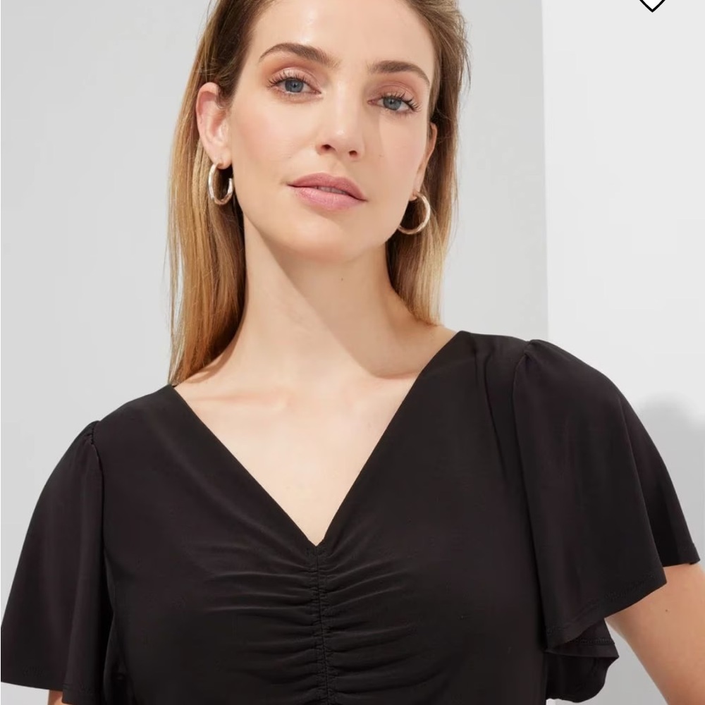 WHBM Black Ruched Front Tee - Picture 3 of 7